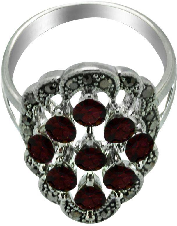 18K White Gold Plated Ring - Red Stones [RI0031-19]