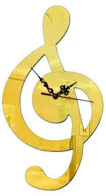 3D Musical Note Designed Wall Clock Gold One Size centimeter