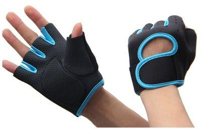 Half Finger Gloves For GYM Exercise, Weightlifting And Cycling Size L, Black/Light Blue