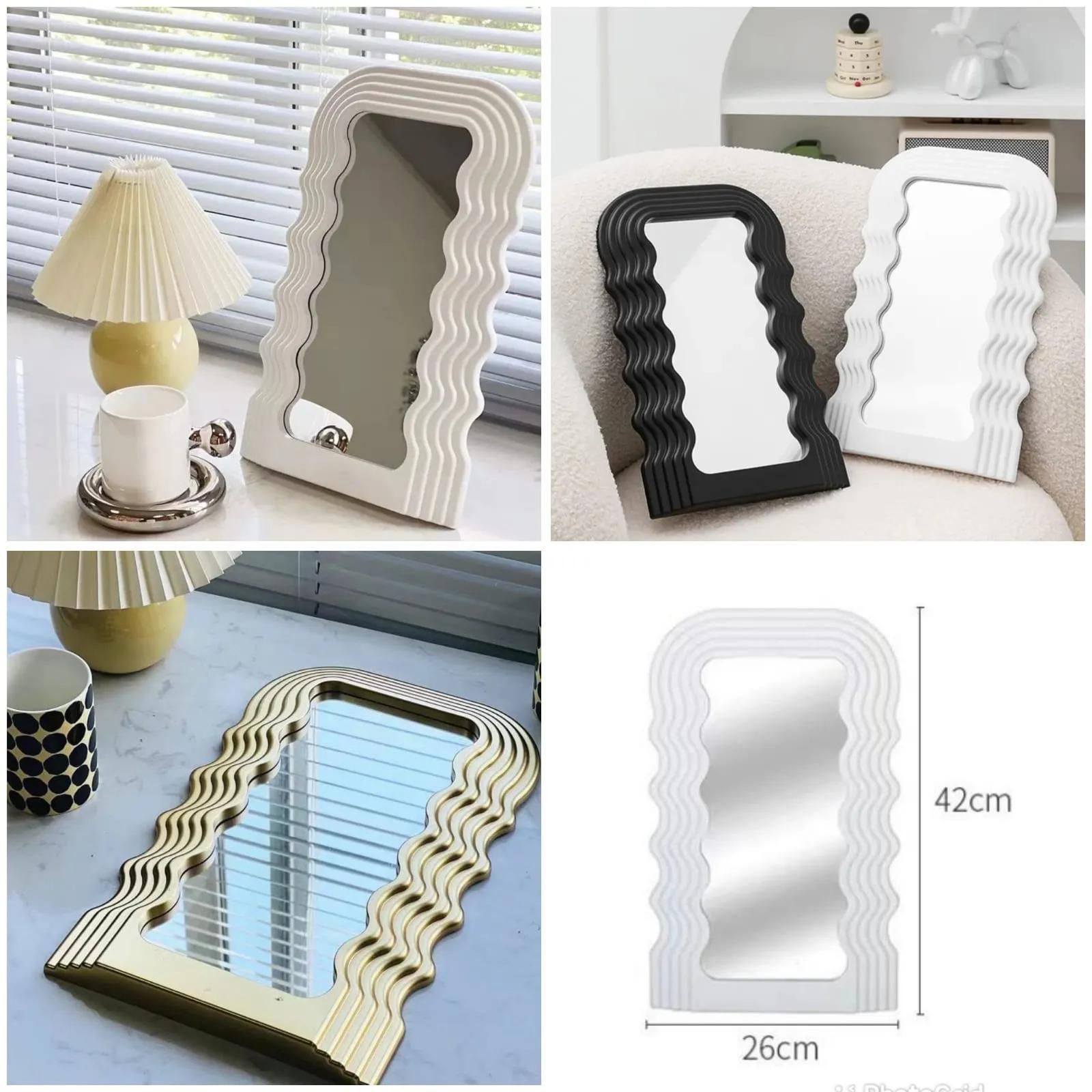 CLEARANCE OFFER Table Top Wavy Vanity Mirror Cosmetic Makeup Mirror Decor