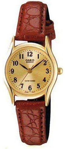 ساعة كاسيو للنساء شاشة ذهبية سوار من الجلد - LTP-1094Q-9B