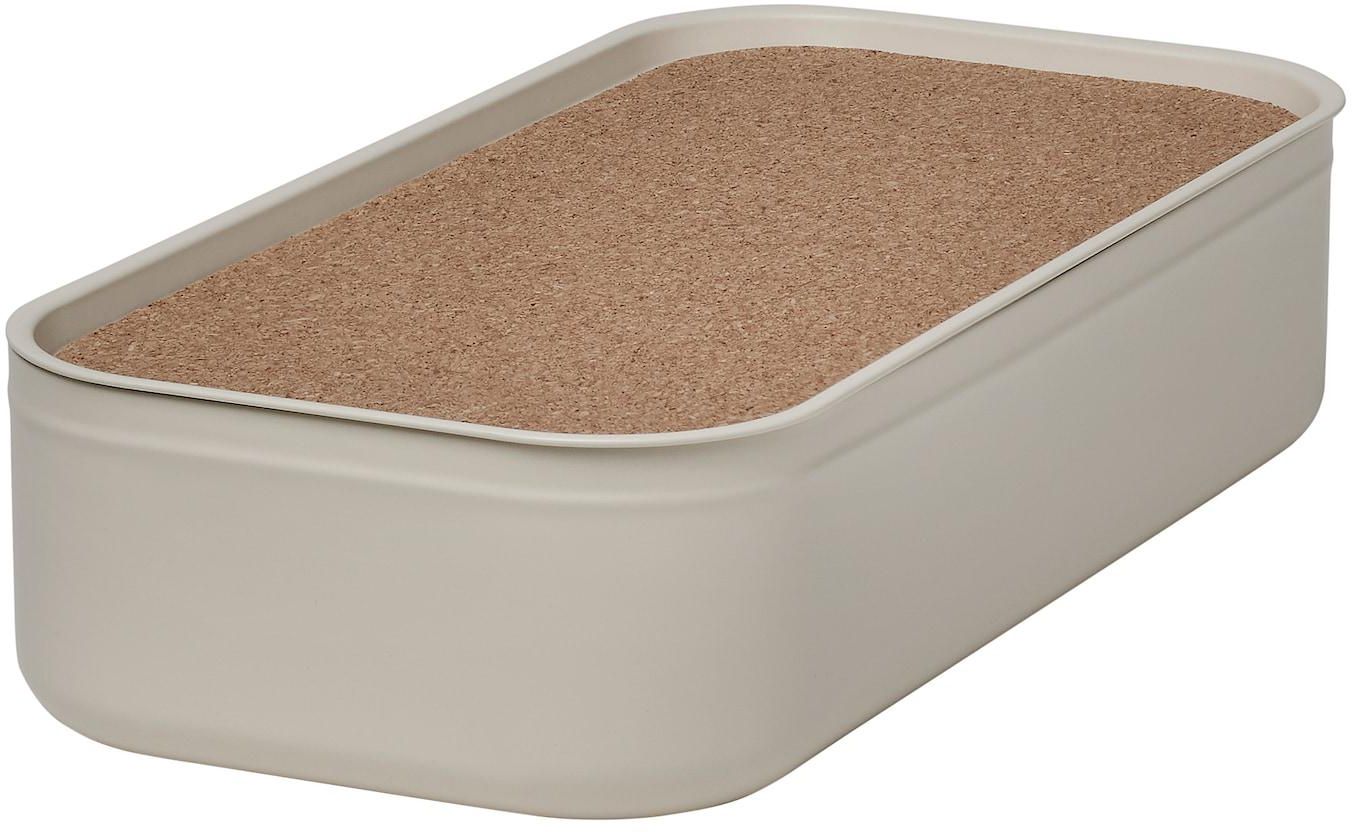 HARVMATTA Box with lid - light beige 12x24x6 cm