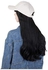 Baseball Cap Attached Long Curly Wavy Hair Extension Black/White 18inch