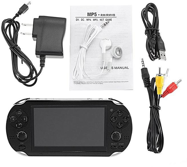 4.3 Inch Handheld Game Console Player Built-in 300 Games For Kids Adults-black