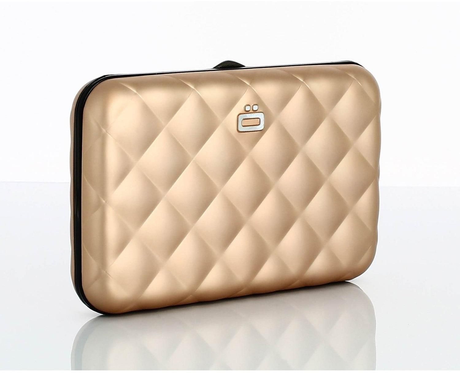 OGON Quilted Button Wallet Theft Proof RFID Safe (Gold)