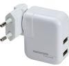 Promate Traverse2 Multi-Plug Travel Charger with 3100mA Dual USB Ports for Mobile Phone and Tablet- White