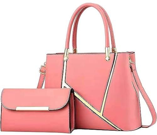 Women Handbag Geometric Tote Bag Long Wallet Shoulder Bag Top Handle Handbag Purse 2 Pcs Set