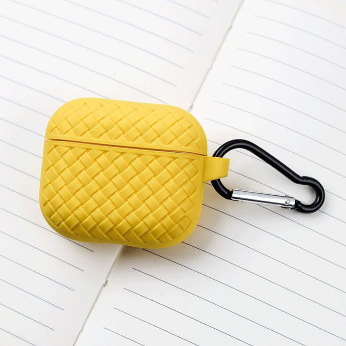 Soft Silicone Case For (Airpods 3 & Jr-T03S Plus)-Unique Style With Weaving Design -Yellow
