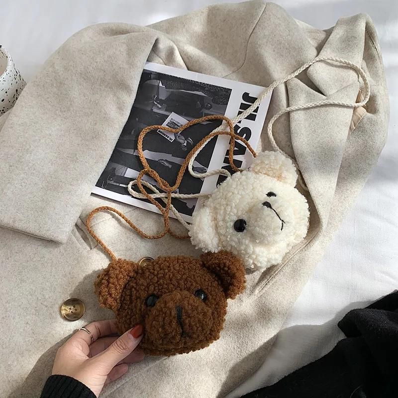 Cute Bear Plush Shoulder Bag For Children Kids Cartoon Messenger Bags kawaii Plush Purses little Girls Stuffed Animals Backpack