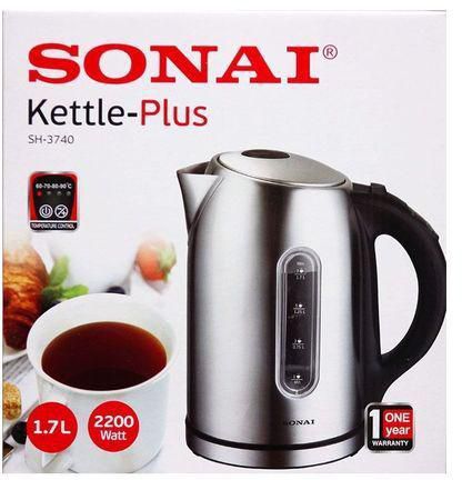 Sonai SH-3740 Stainless Steel Electric Kettle - 1.7 L - Silver