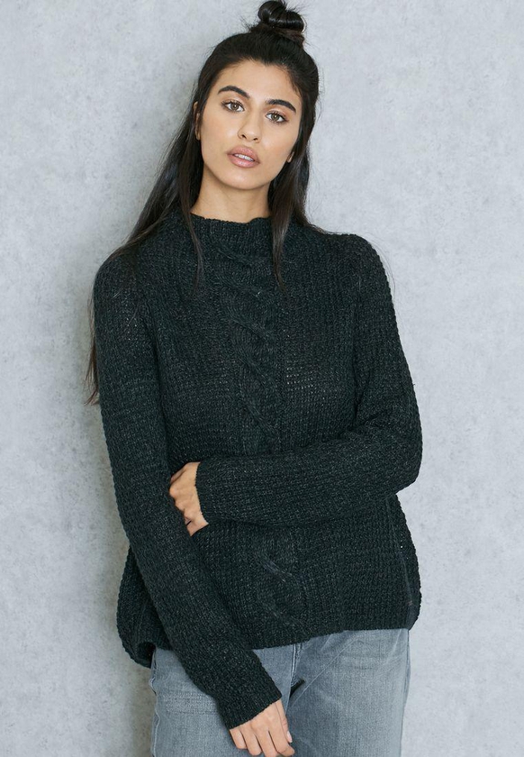 Roll Neck Cable Knit Sweater