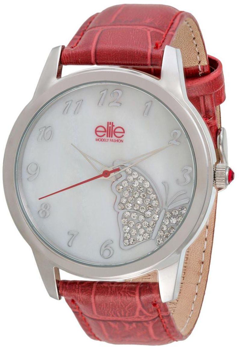 Elite Women's Mother of Pearl Dial Leather Band Watch - E52982S/209