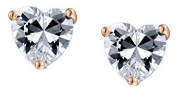 Gold Plated 925 Sterling Silver Heart Stud Earrings With Zircon