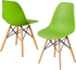 Dining Chairs, Modern Kitchen Dining Side Chair, Casual Shell Chair, Eames Style Chair, Plastic Chairs with Wooden Legs, for Home Office Hotel Bistro Cafe Restaurant, Set of 2 (Green)