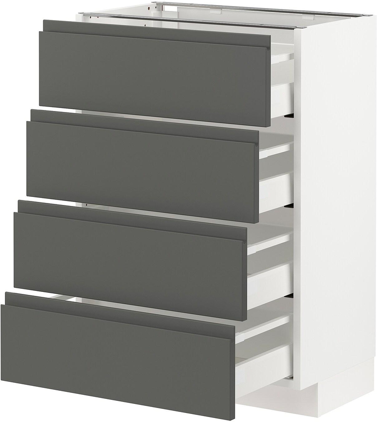 METOD / MAXIMERA Base cab 4 frnts/4 drawers - white/Voxtorp dark grey 60x37 cm