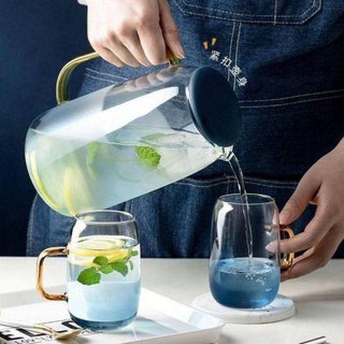 Set Of Drinking Glass Jug + 4 Cups