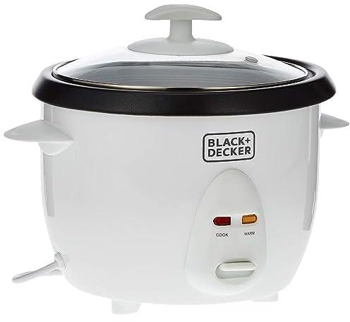 Black & Decker 400w 1l rice cooker removable nonstick bowl and steaming tray with water level indicator and glass lid with cool touch, for healthy meals rc1050-b5 2 years warranty