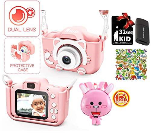 Kids Digital DUAL CAMERA with Selfie Mode iKID | Smart Children of Age 3 4 5 6 7 8 9 Year | Best Birthday Gift for Boys & Girls | Rechargeable & Portable | 32 GB SD Card & BACKPACK | Learn Photography