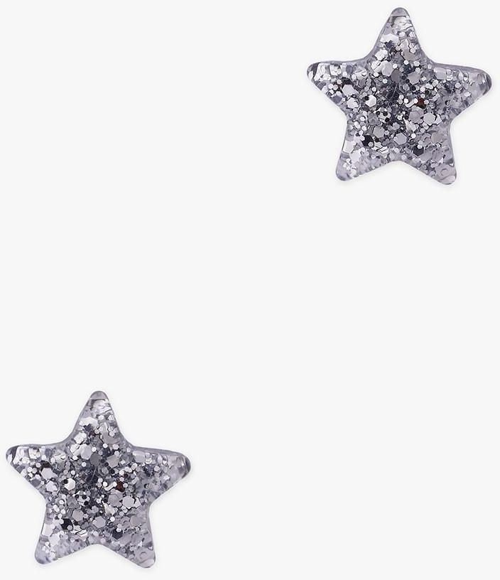 Silver Glitter Star Stud Earrings