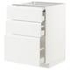 METOD / MAXIMERA Bc w pull-out work surface/3drw, white/Lerhyttan light grey, 60x60 cm - IKEA