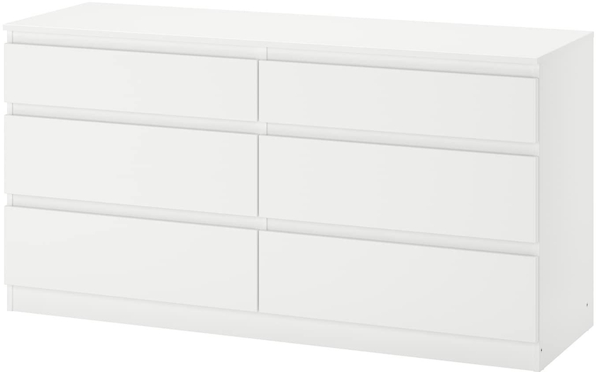KULLEN Chest of 6 drawers - white 140x72 cm