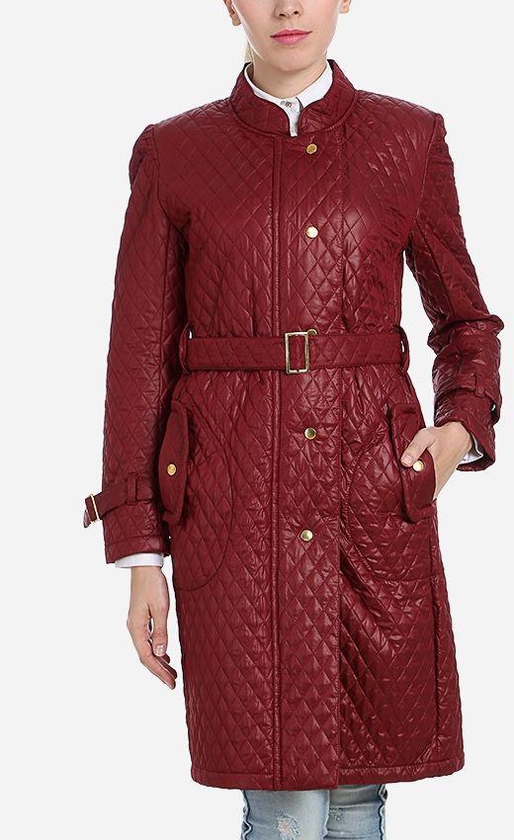 M.Sou Single Breasted Trench Coat - Burgundy
