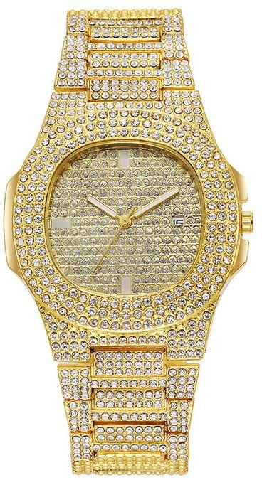 Men's Gold-Plated Fully Studded Watch