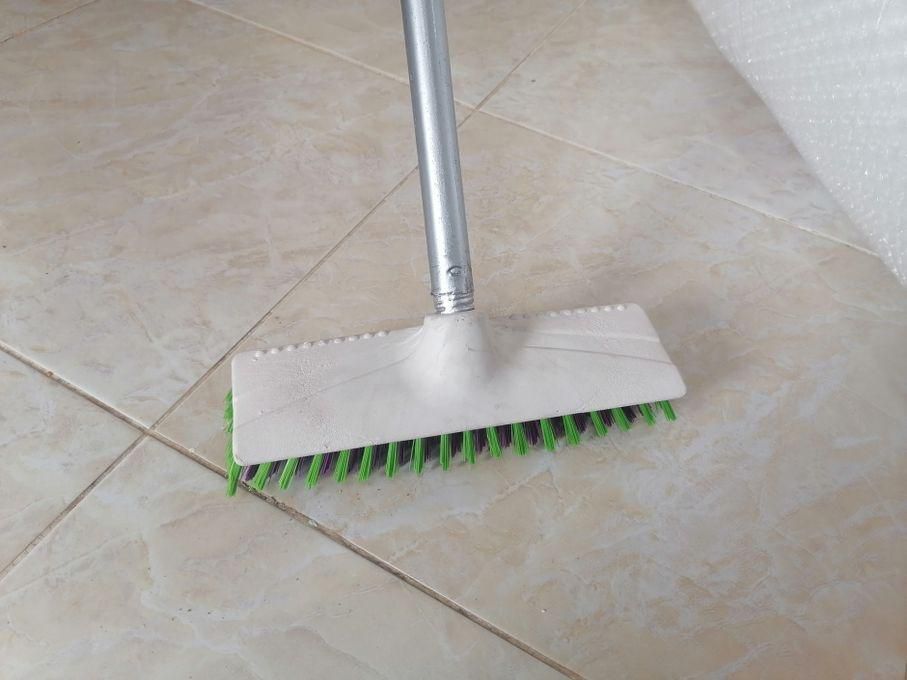 Tile Brush With A Long Metal Stick
