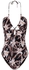 Women'secret Womens Halter Neckline Zebra Print Swimsuit M Brown Print