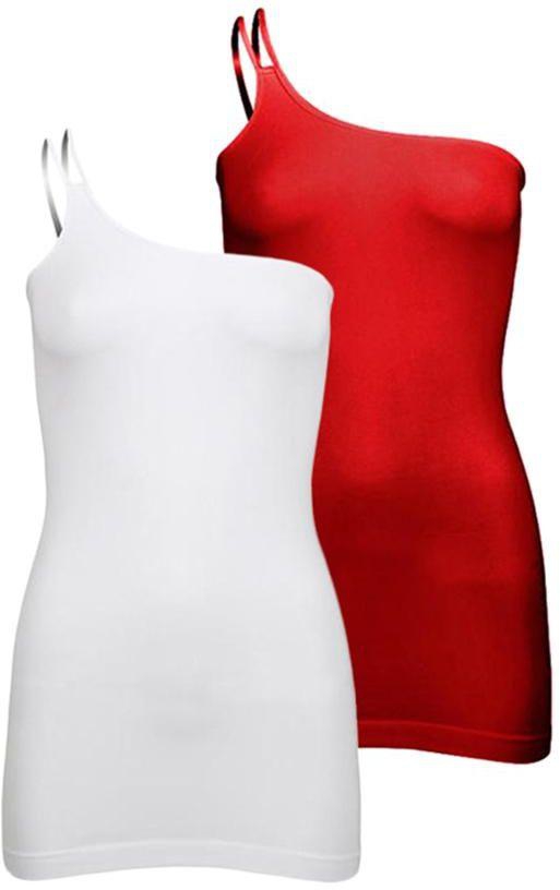 طقم فستان كاجوال عدد 2 للنساء من سيلفي - ابيض / احمر، قياس 2 Xl