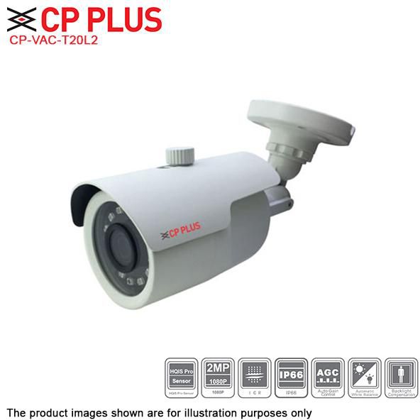 CP Plus CP-VAC-T20L2 2MP Full HD 3.6mm 20m Outdoor IR Bullet AHD TVI CVI CVBS CCTV Camera