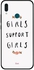 غطاء حماية واقٍ مطبوع بعبارة 'Girls Support' لهاتف هواوي Y9 إصدار 2019 أبيض