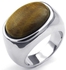 Simple brown stone stainless steel ring size 10