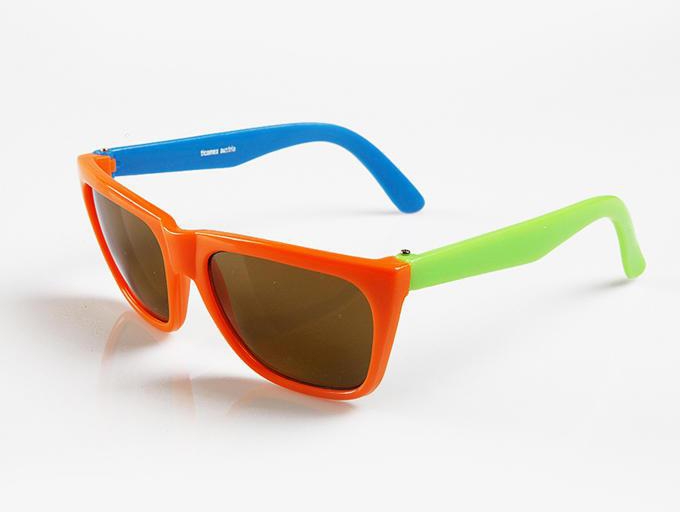 Ticomex Multicolor Wayfarer Style Kids Sunglasses - Red Frame with Green & Blue Handles