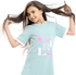 Red Cotton Girls Printed Short Sleeves Nightgown - Pastel Mint