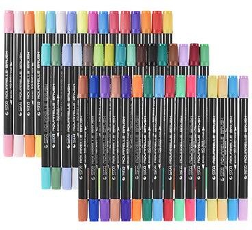 مجموعة أقلام تحديد أكواريل برأسين من 48 قطعة متعدد الألوان