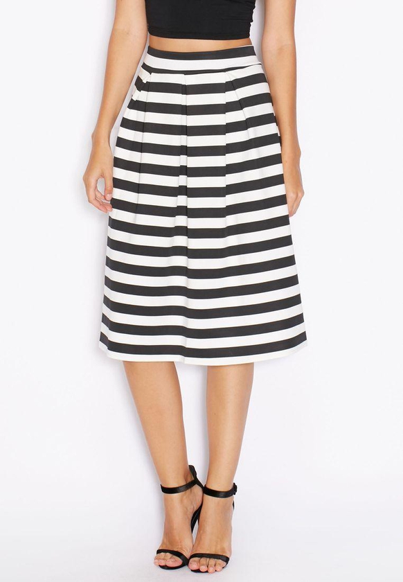 Striped Box Pleat Skirt