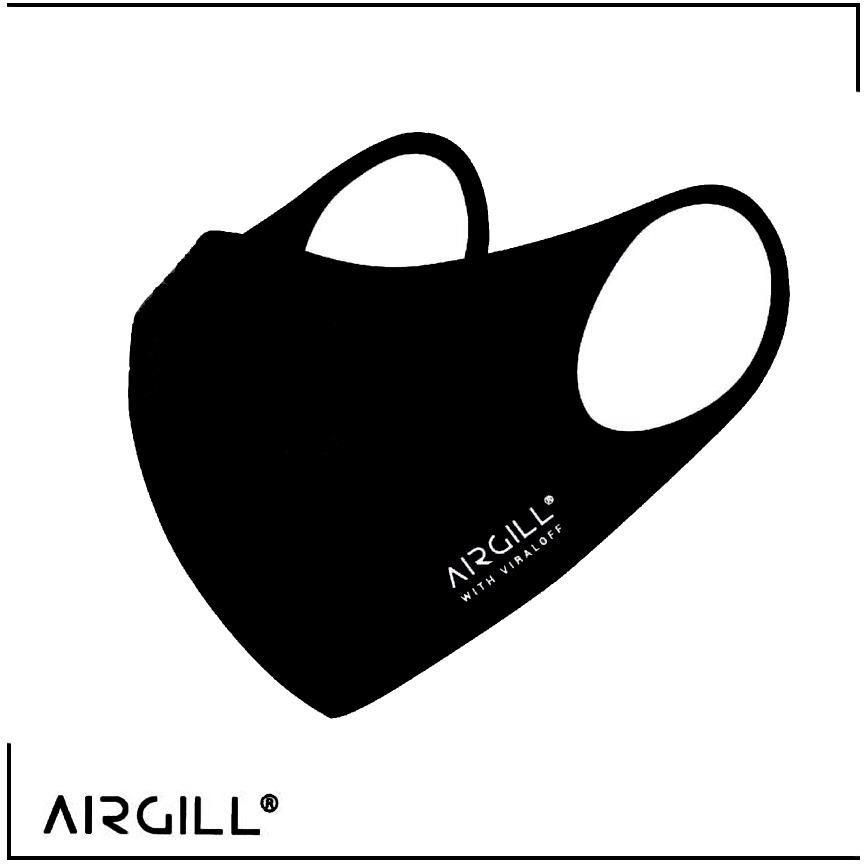 إيرجل، كمامة قماشية، للوجه متعددة الاستخدام، بتقنية بوليجين، مضادة للميكروبات، لون أسود مقاس وسط - 1 قطعة