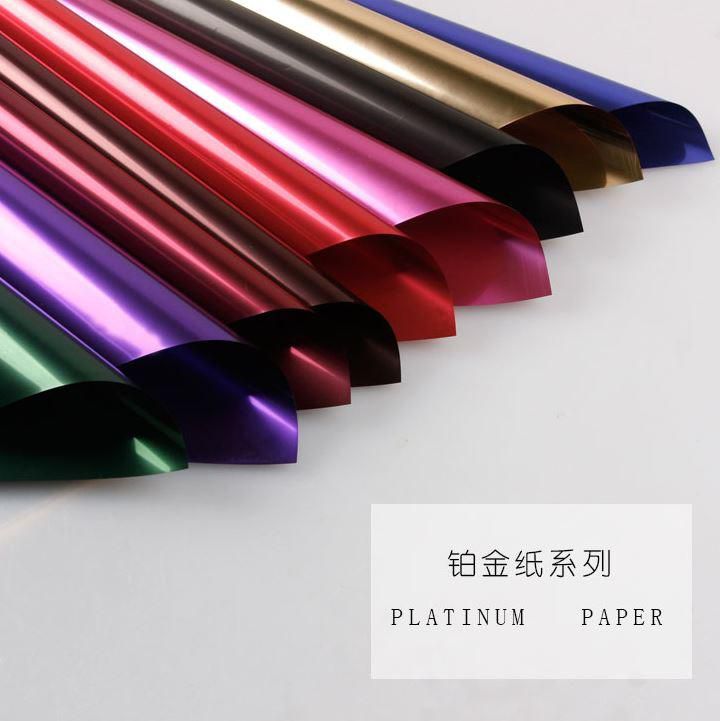 Metallic Waterproof Korean Wrapping Paper Platinum Floral Packaging Paper