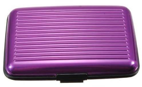 Womens Mens Aluminum Metal Wallet Business ID Credit Card Case Holder Anti RFID Scanning - Purple6565_ with one years guarantee of satisfaction and quality
