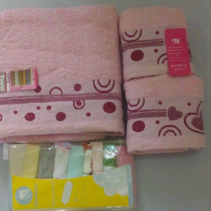 Baby Towel 3 In 1 And Soft Mouth Cloth 8 In 1 Gift Sets - Pink