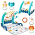 2in1 Baby Gym Play Gym & Walker Push Car Walker, with 5 Baby Toys, Multi-Function Detachable Piano Board, Sit-to-Learn Walker for Boys and Girls 0-24 Months (Blue)
