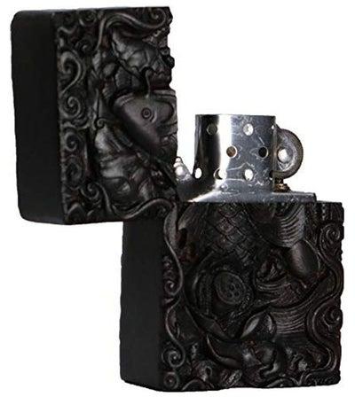 Natural Ebony Wood Carved Lighter Shell Box For Zippo Module