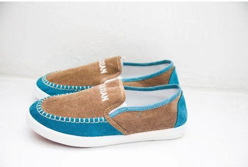 Fashion Green Corduroy Canvas Shoes With Rubber Sole