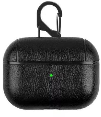 PU Leather Protective Case Cover For Apple AirPods 3 With Hook - Black