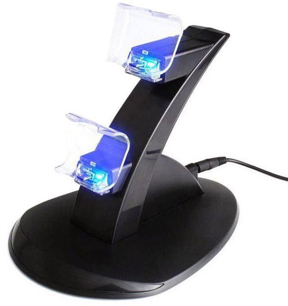 LED Charger Dock Station Dual USB Fast Charging Stand For PS4