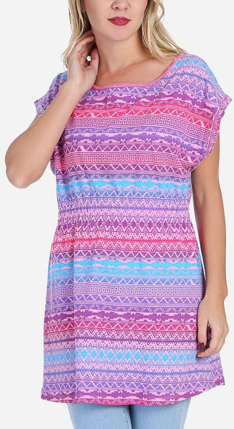 Ravin Ikat Patterned Top - Pink, Purple & Turquoise