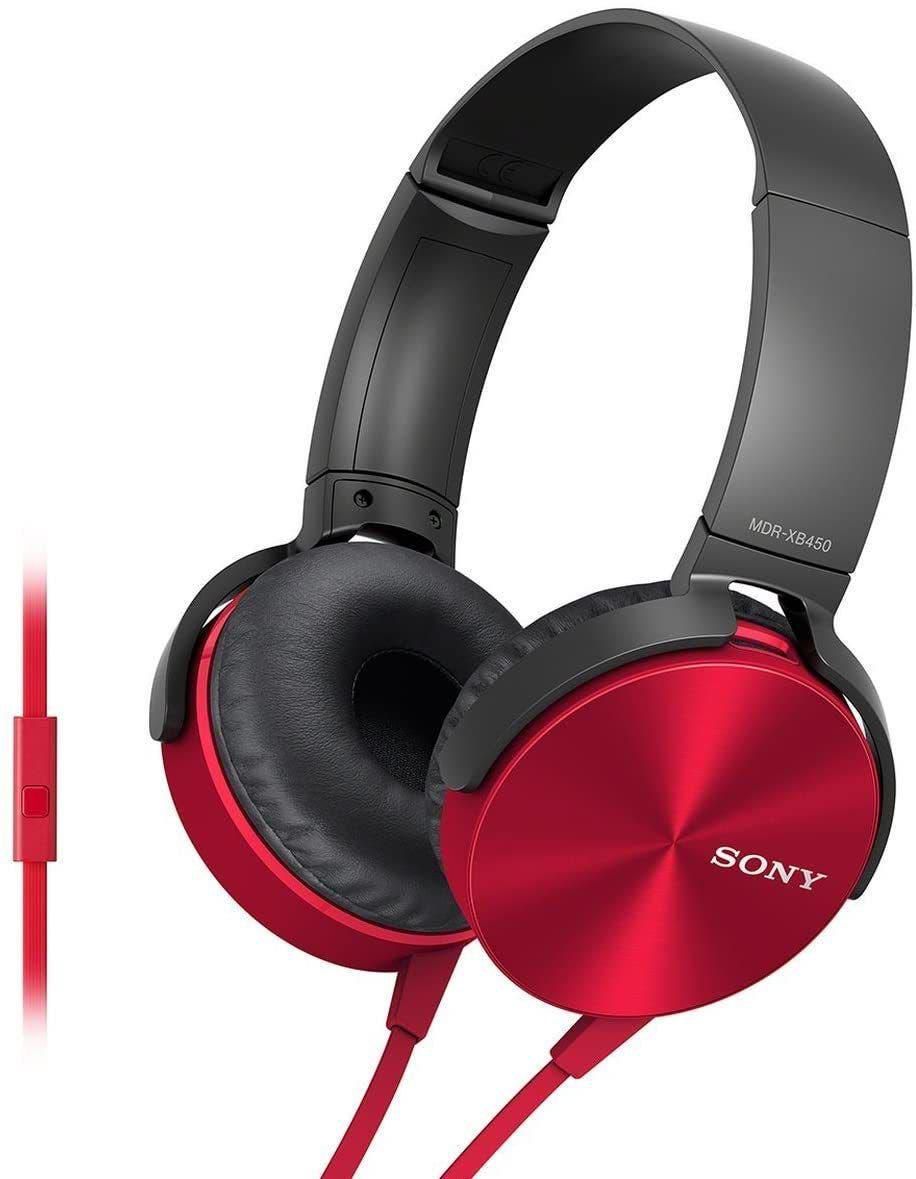 Sony Extra Bass (XB) MDRXB450AP Headphones, Red