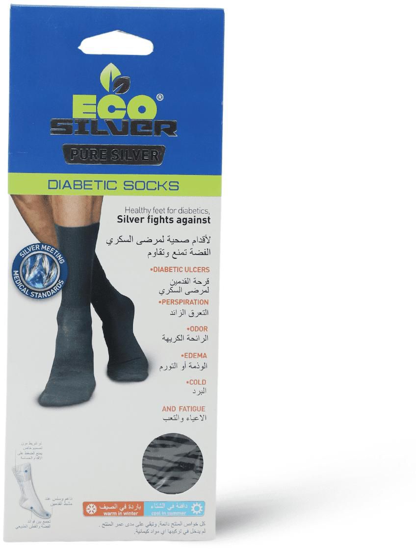 Eco Silver Diabetic Socks Black 43-45 - 1 Pair