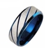 Men's Tungsten Ring Blue & Silver